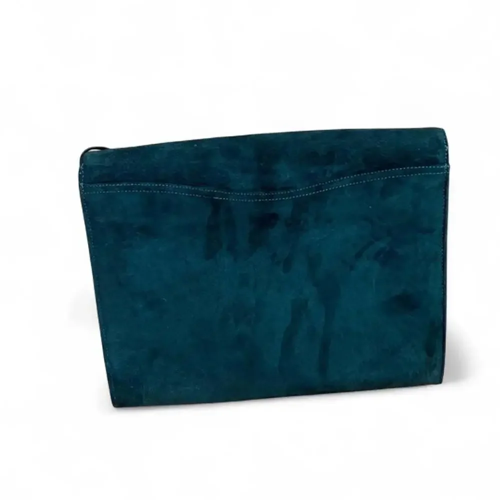 Crouch & Fitzgerald Vintage Green Suede Envelope Clutch